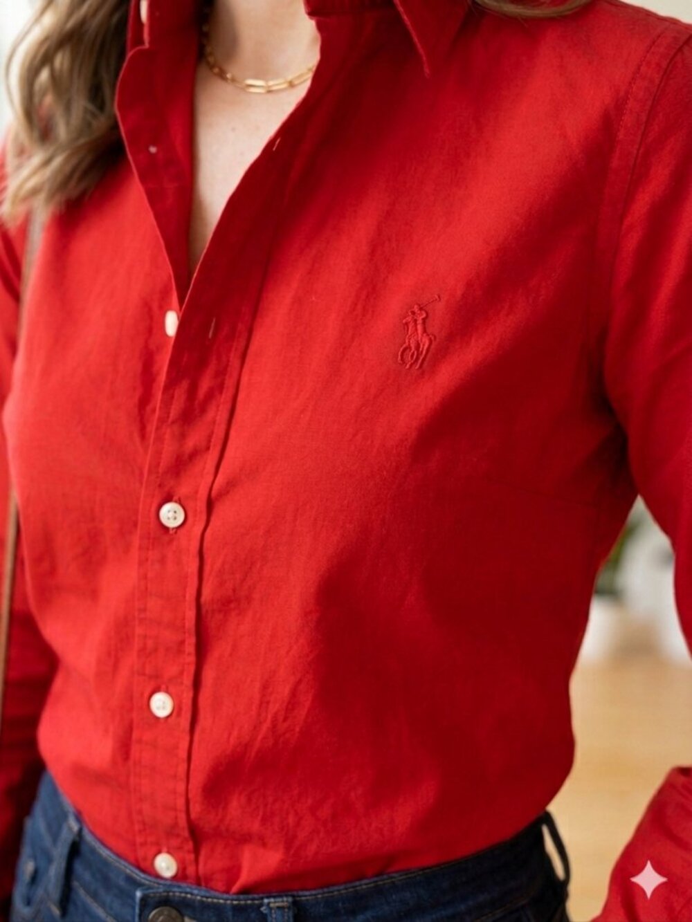 NWT Ralph Lauren Sport Red Long Sleeve Button Down Shirt Size 4 - Picture 2 of 9